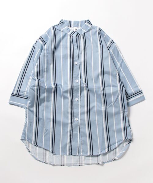 未使用・タグ付】BF SHIRTS/ストライプ/ブラウン