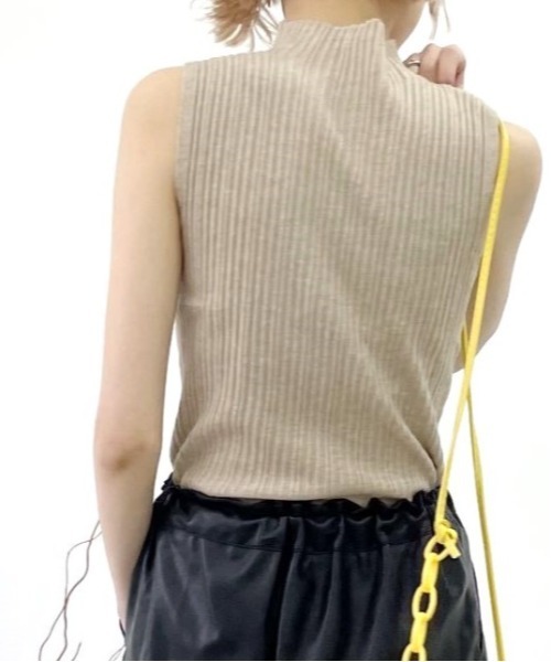 United store ニット セーター リブプチハイネックノースリーブニット