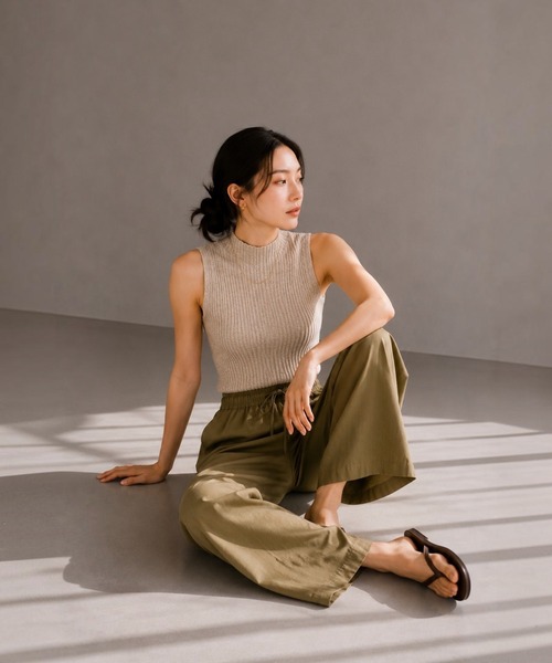 United store ニット セーター リブプチハイネックノースリーブニット