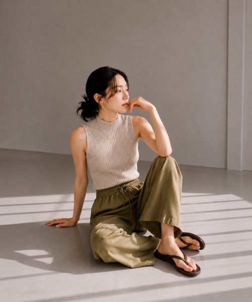 United store ニット セーター リブプチハイネックノースリーブニット