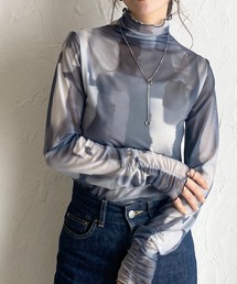 HYSTERICS ヒスガール パワーネット メッシュ シアー トップス She's Closet tシャツ ニュアンス柄長袖メッシュパワーネット