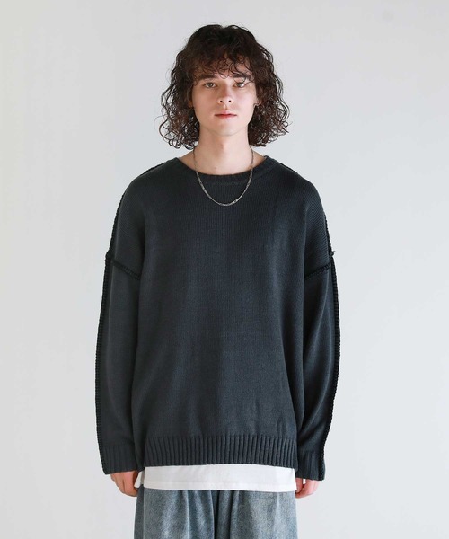 NKNIT オーバーサイズニット 黒/白 NKNIT ハート型袖 長袖ニット NKNIT ケーブル2WAYハートニット 2024年新作