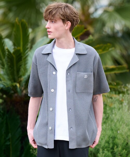 ＊DRESSTIER ＊キューバニットシャツ＊ネイビー XL ＊ DRESSTERIOR セーター ニット キューバニットシャツ メンズ