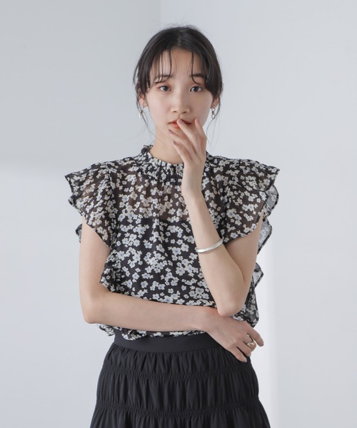ブラウス シャツ ラッフル花柄ブラウス レディース セール】ラッフル花柄ブラウス（シャツ/ブラウス）｜ROJITA