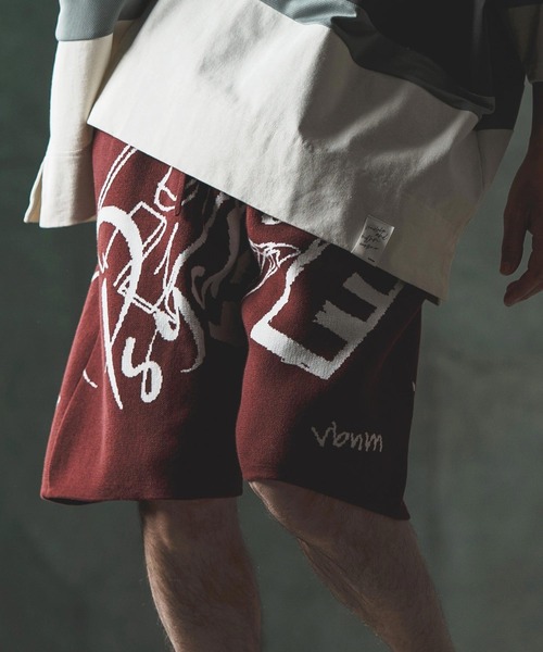 ロゴパッチショーツ GLIMCLAP パンツ mp12258- Jacquard texture shorts ショート