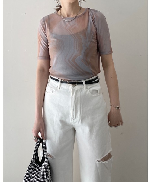 She's Closet tシャツ マーブルニュアンス柄半袖クルーネック