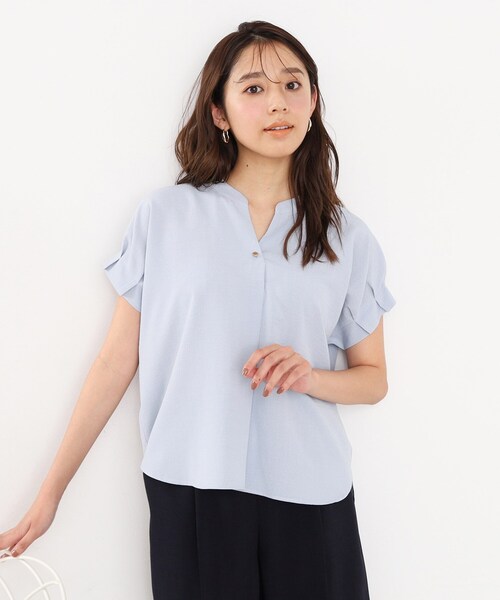 シャツ ブラウス 「7color/S-LLsize」バックシャンスキッパーブラウス 