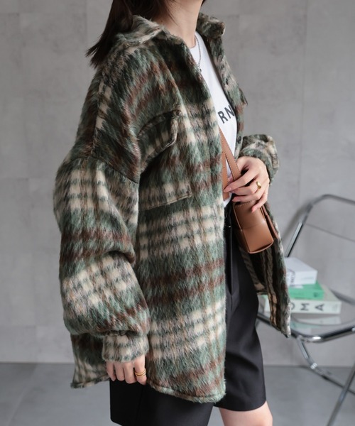 「ユニセックス商品」ビッグシルエットチェックシャツ/ブルゾン/ジャケット レディース メンズ CREARE -LINO- 「ユニセックス商品」ビッグシルエットチェック
