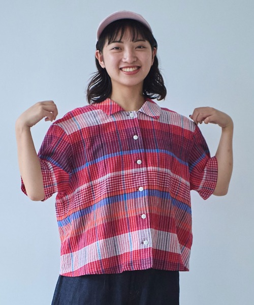 bulle de savon ブラウス シャツ BIG CHECK レディース