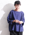 ブラウス シャツ 夜明け前のボーダープルオーバ...の詳細画像1