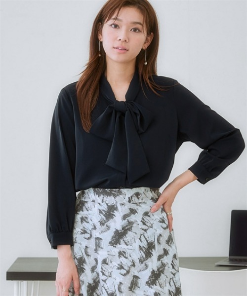 7days Life Styling ブラウス シャツ ストレッチパウダーサテンビッグ
