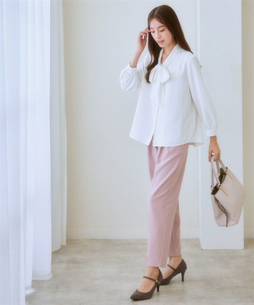 7days Life Styling ブラウス シャツ ストレッチパウダーサテンビッグ