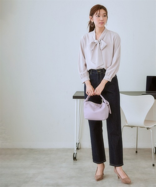 7days Life Styling ブラウス シャツ ストレッチパウダーサテンビッグ