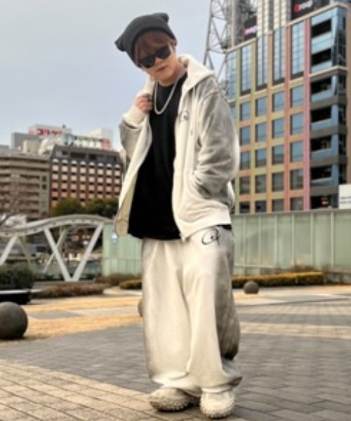 8 スウェットパンツ ジャージ グランジ加工ダブルタックスウェット