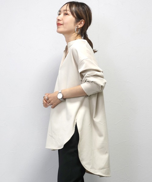 Aletta vita ブラウス シャツ エステルスパン後ろボタンスキッパー 
