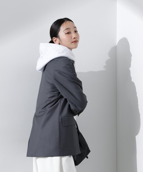 NANO UNIVERSE チャコールグレー ダブルブレストピーコート新品 L ダブルブレストジャケット 24AW | ナノユニバース(NANO universe