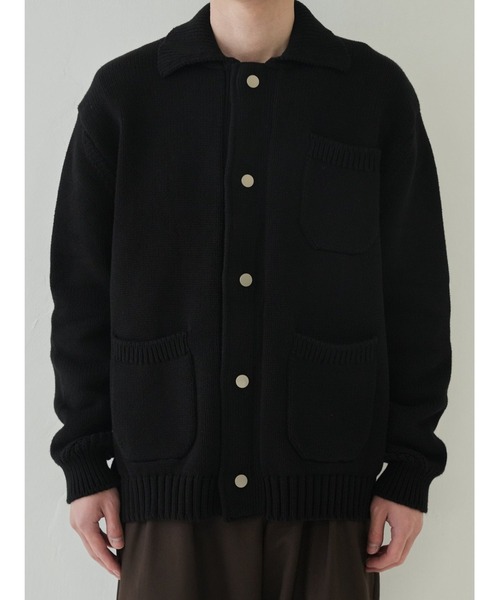 BURBERRY リブ編みニットジャケット・カーディガンブラックM エルフランク ELFRANK ループ編みニットブルゾン/カーディガン
