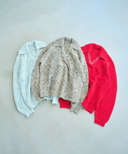 Camphor wood セーター ニット skipper stitching l/s knit shirt 