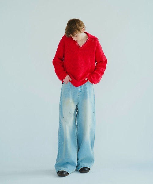 CAMPHOR WOOD セーター ニット skipper stitching l/s knit shirt CAMPHOR WOOD セーター ニット skipper stitching l/s knit shirt