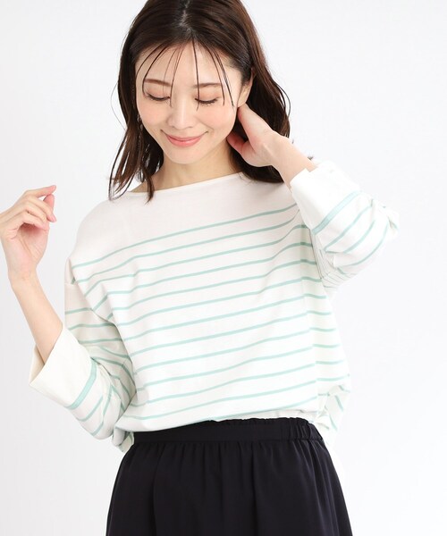 tシャツ 「夏SALE／UVカット／接触冷感／洗える」パネルボーダープルオーバー レディース Reflect tシャツ 「夏SALE／UVカット／接触冷感／洗える」パネル