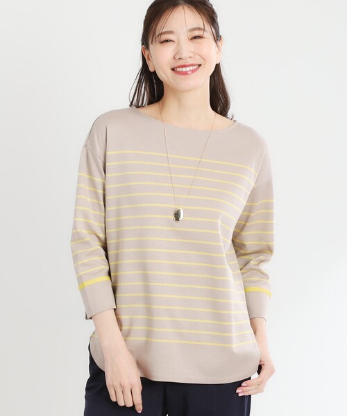 tシャツ 「夏SALE／UVカット／接触冷感／洗える」パネルボーダープルオーバー レディース