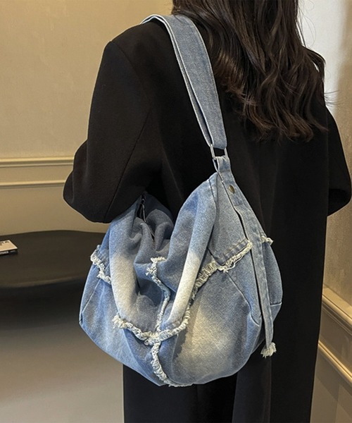 BENDER TOKYO ショルダーバッグ バッグ フリンジ加工 デニム バレル