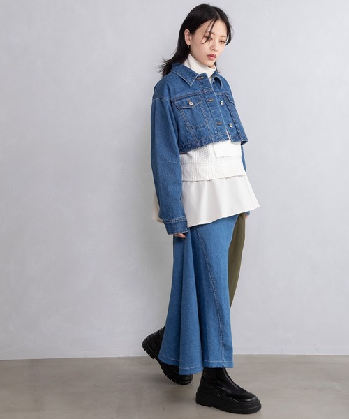 「MARECHAL TERRE」 デニムジャケット MEDIUM インディゴブルー レディース_画像4