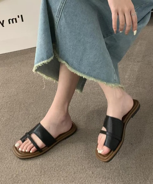 関税込 気品 ジルサンダー サンダル レザー スクエアトゥ ロゴ JIL SANDER ジルサンダー スクエアトゥレザーミュール/36 5/新品
