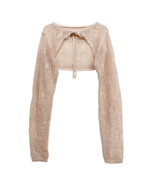 カーディガン logo jacquard ribbon bolero レディース