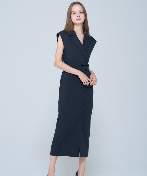 新作エミリアウィズフレンチスリーブテーラードドレスワンピースネイビーM新品未使用 emiriawiz ワンピース French Sleeve Tailored Dress : ZOZOTOWN