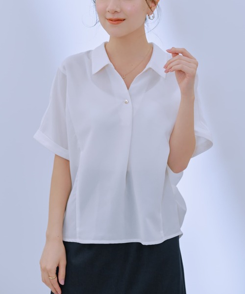 ブラウス シャツ 「吸水速乾」スキッパーとろみドルマンブラウス 「低身長・小柄女性」 レディース