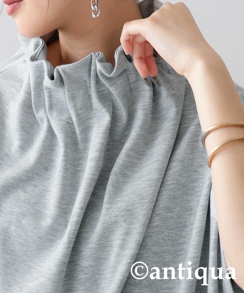 antiqua（アンティカ） antiqua tシャツ 半袖 接触冷感 ギャザー 