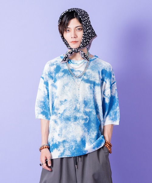 tシャツ a.p.o.v. ダートスプレープリントオーバーサイズニットTシャツ