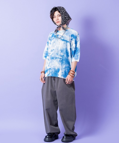 tシャツ a.p.o.v. ダートスプレープリントオーバーサイズニットTシャツ