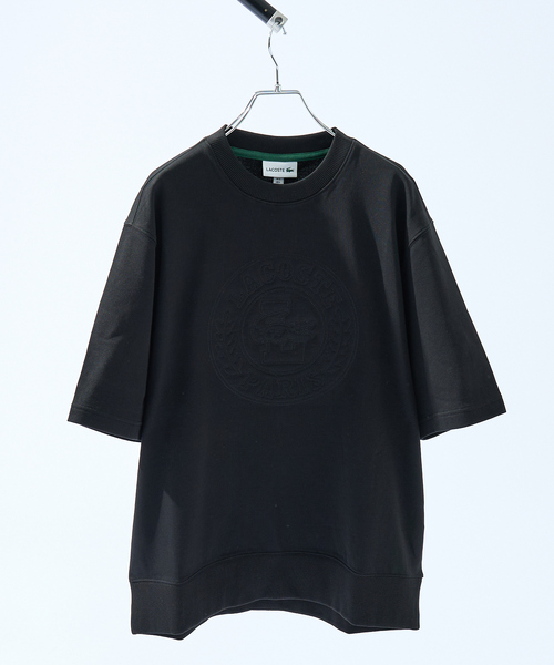 【LACOSTE】トーン・オン・トーンステッチ半袖スウェット セール】裏パイル グラフィック刺繍 トーン・オン・トーン