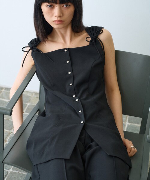 ベスト ジレ twill vest レディース メンズ CODE A ベスト ジレ french twill long vest レディース