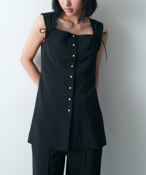 ベスト ジレ twill vest レディース メンズ CODE A ベスト ジレ french twill long vest レディース