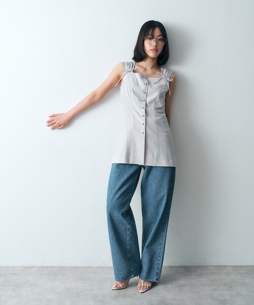 CODE A ベスト ジレ french twill long vest レディース