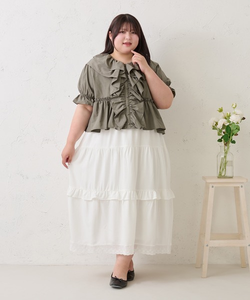 Louiosy（ルオシー） ブラウス シャツ 「大きいサイズ」ラッフル襟