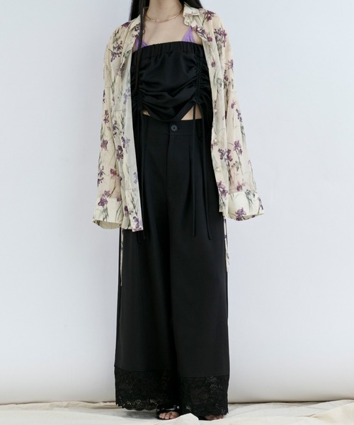 パンツ Etsuko Ezick スラックス パンツ drawstring skirt set レースドッキング