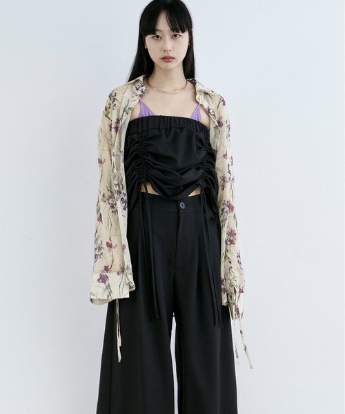 Ezick スラックス パンツ drawstring skirt set レースドッキング