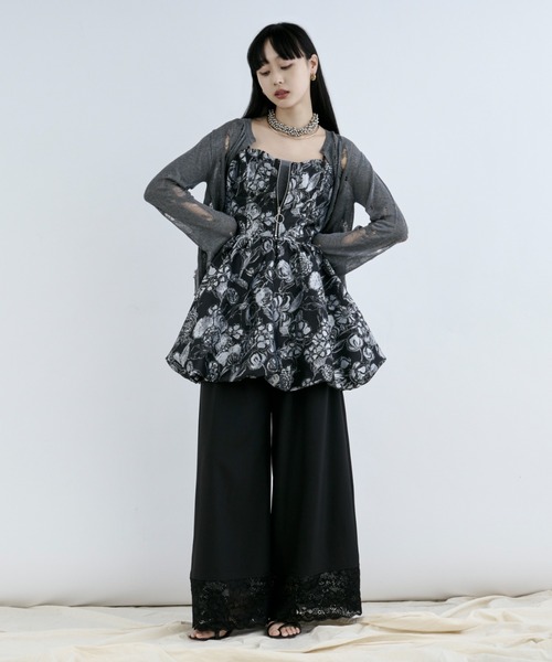 Ezick スラックス パンツ drawstring skirt set レースドッキング