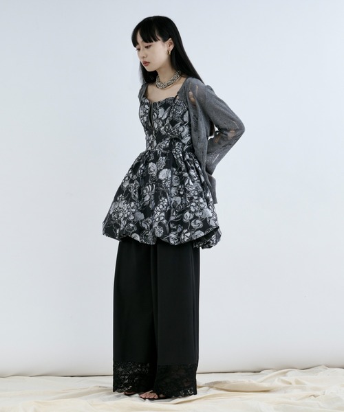 Ezick スラックス パンツ drawstring skirt set レースドッキング