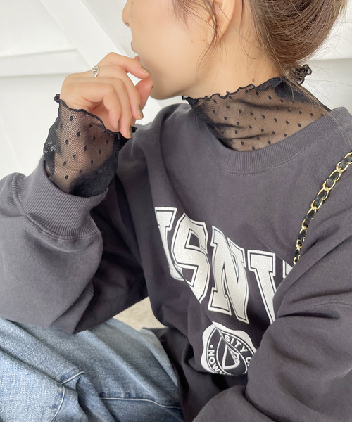 tシャツ 「追加」ドットチュールハイネックプルオーバー レディース