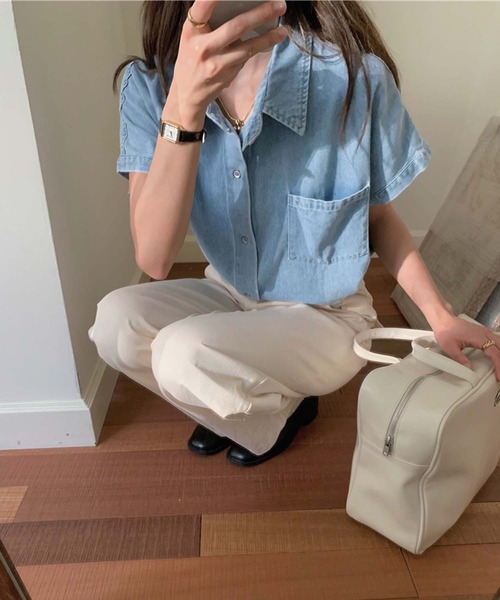 ブラウス シャツ フレンチスリーブデニムシャツ レディース | ブランド登録なし | 20