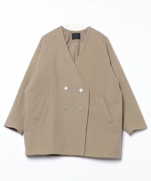 KBF（ケービーエフ） ノーカラージャケット ONE ベージュ レディース