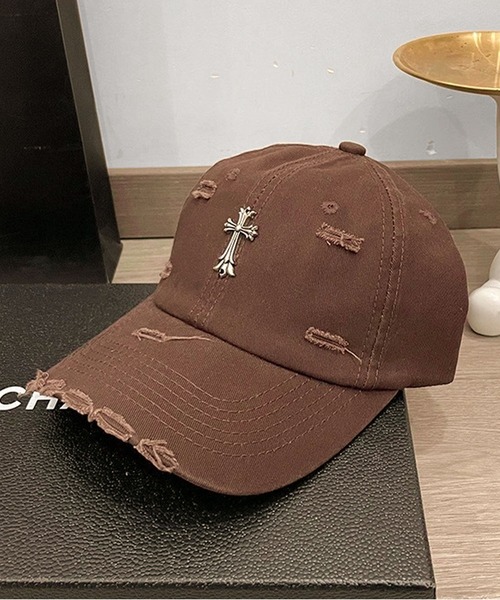 JOHNNY WOLF キャップ 帽子 ZEHEK クロスチャーム ダメージ