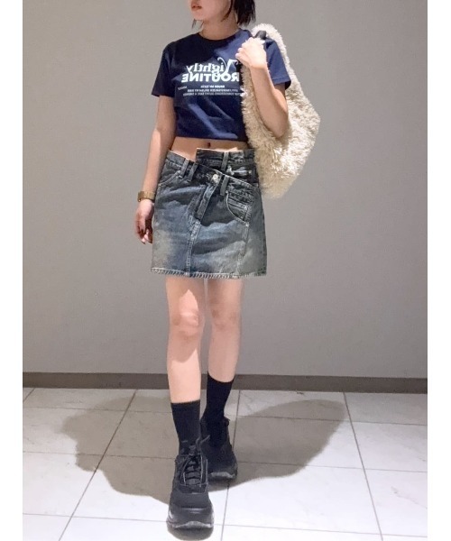 SLY J/W JQ DENIM S/SK デニムショートスカート SLY | J／W JQ DENIM ショートスカート (スカート ) |SHEL'TTER