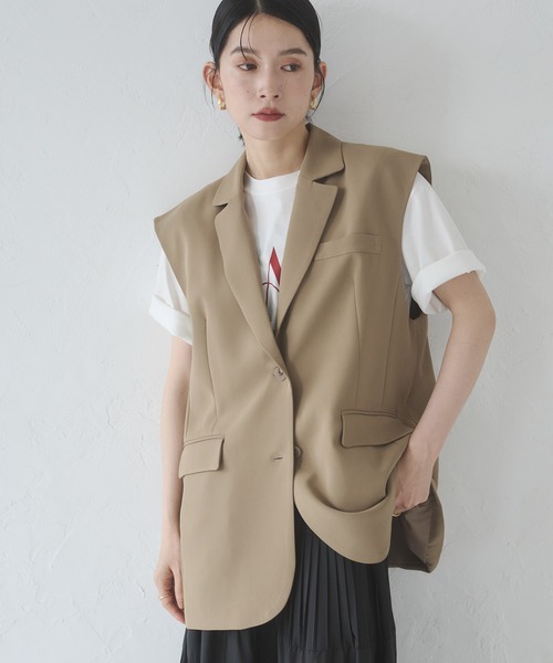 ベスト ジレ ポリツイル バックファスナーベスト レディース