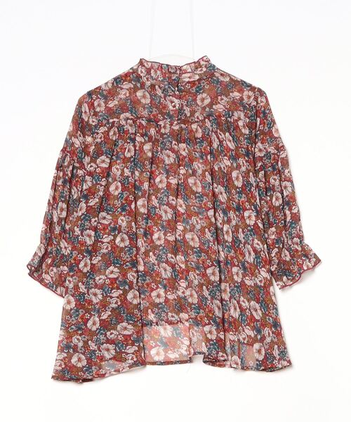 「OLIVE des OLIVE」 花柄7分袖ブラウス M ブラウン レディース_画像2